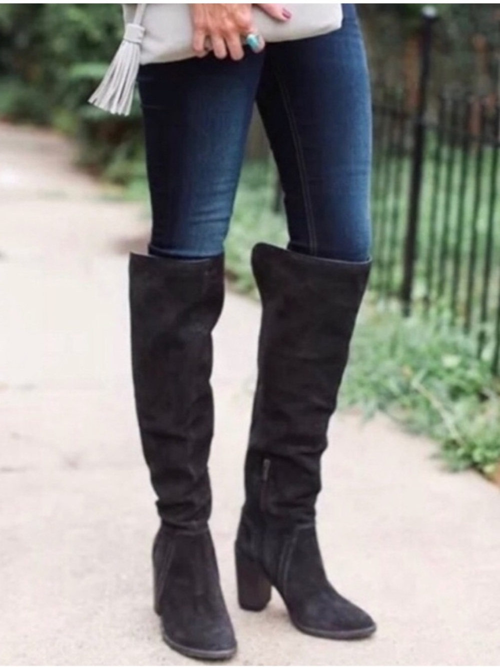 Vince Camuto Melaya Over the Knee Suede Gray Boots Sz 8.5